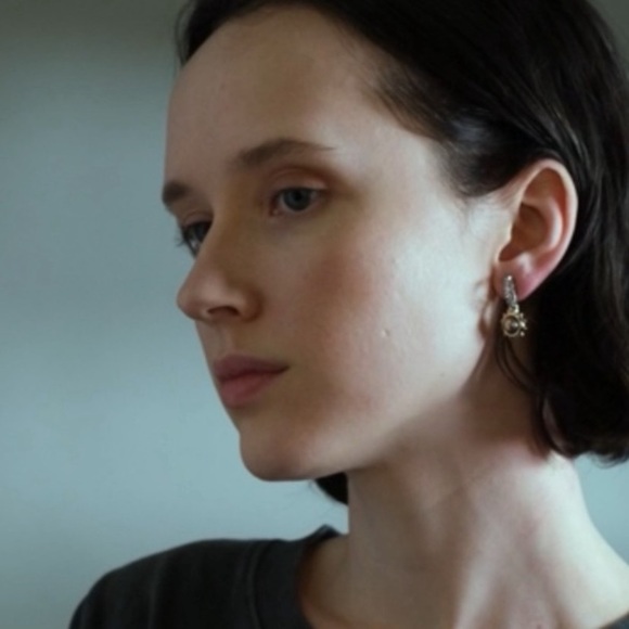 ALEXIS BITTAR • NEW  Gold Silver Sculpted Georgian Star Sun Pearl Drop Earrings - Picture 11 of 15